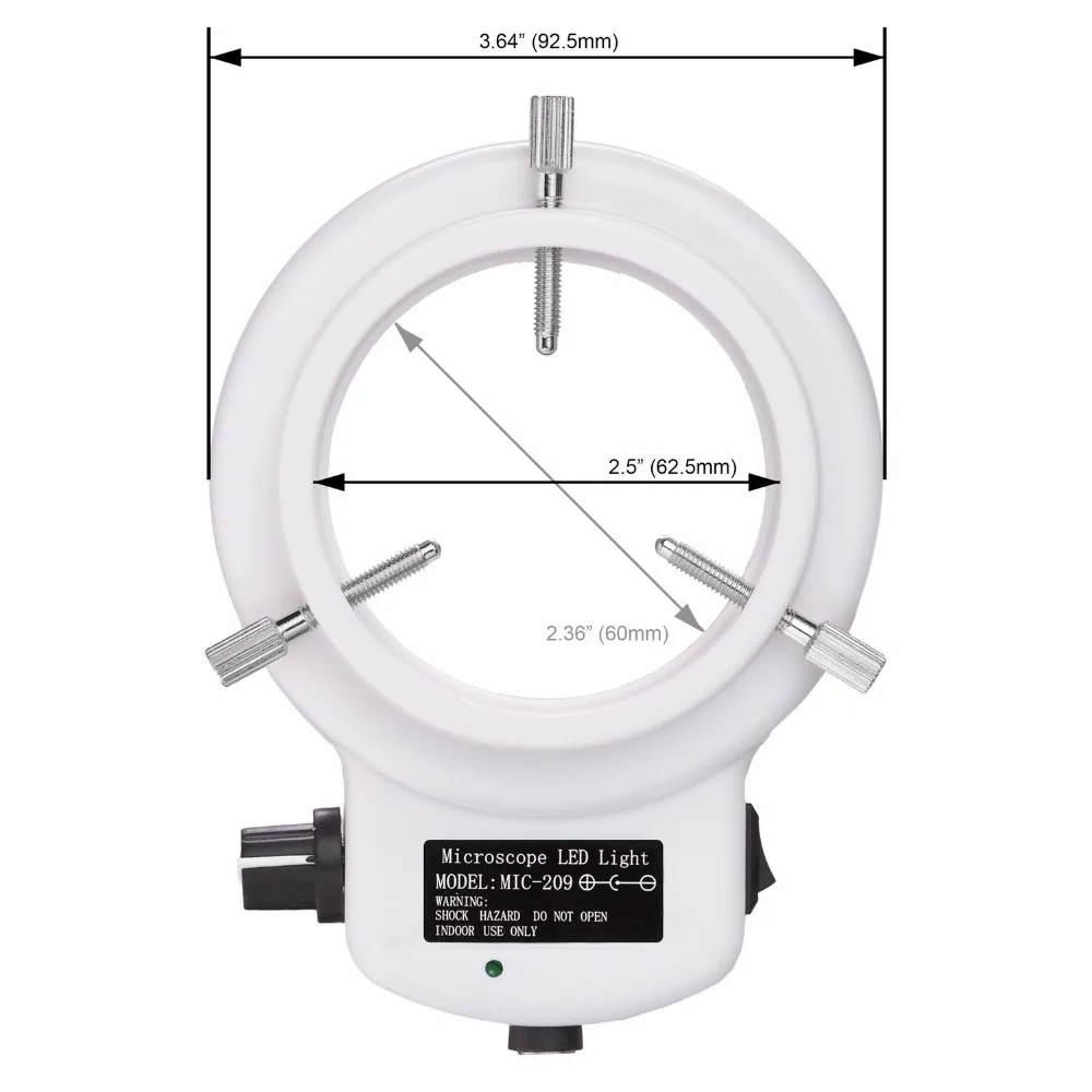 AmScope 조절식 144 LED 링 라이트 조명기, 스테레오 현미경 및 카메라용 용품