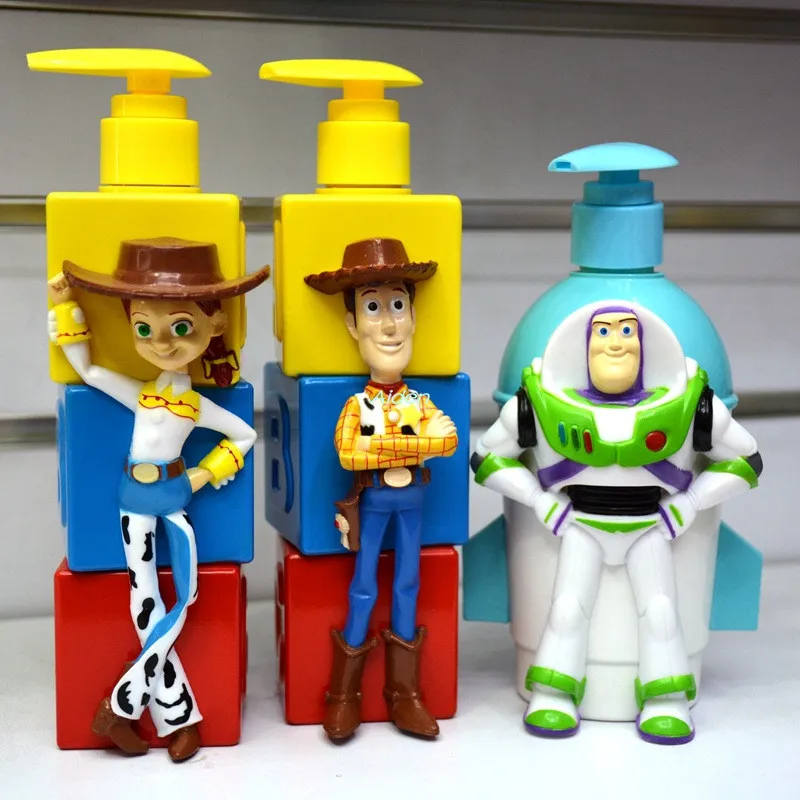 

8" Toy Story Woody Buzz Lightyear Jessie Creative Cartoon Shampoo bottle ABS Action Figure Collectible Model Toy BOX 20CM B1623