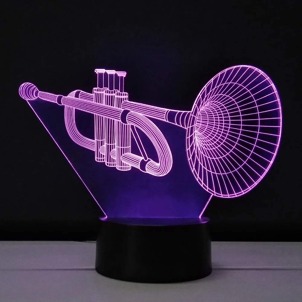 3d Nachtlampje Saxofoon Tafellamp Plexiglas Plaat Led Touch