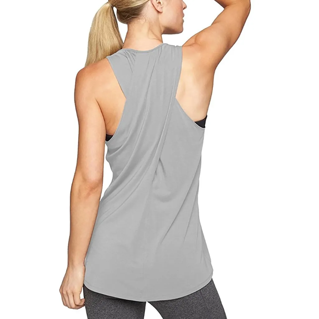 Женский тренировочный жилет, блузки для бега, спортивный жилет, топы, спортивный жилет, Модный повседневный кросс-жилет - Цвет: Серый
