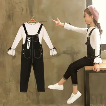 

Anlencool girl jeans + T-shirt 2020 new Korean version autumn trousers, autumn fashion jeans jeans suit baby girls clothing set