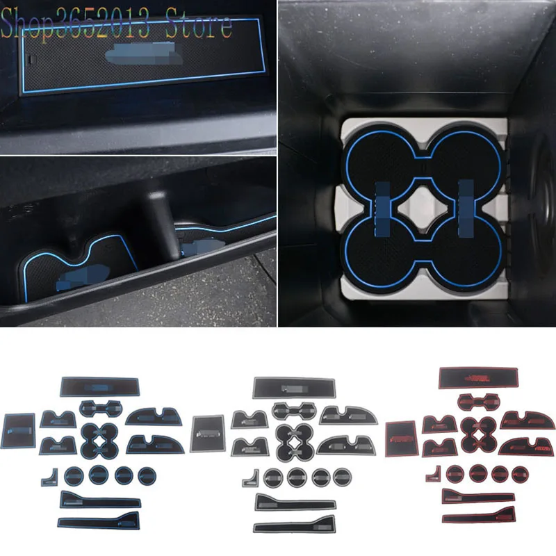 

For Toyota Land Cruiser Prado FJ150 2018 Non slip Interior door pad cup mat door gate slot mat Car Styling Accessories 15pcs