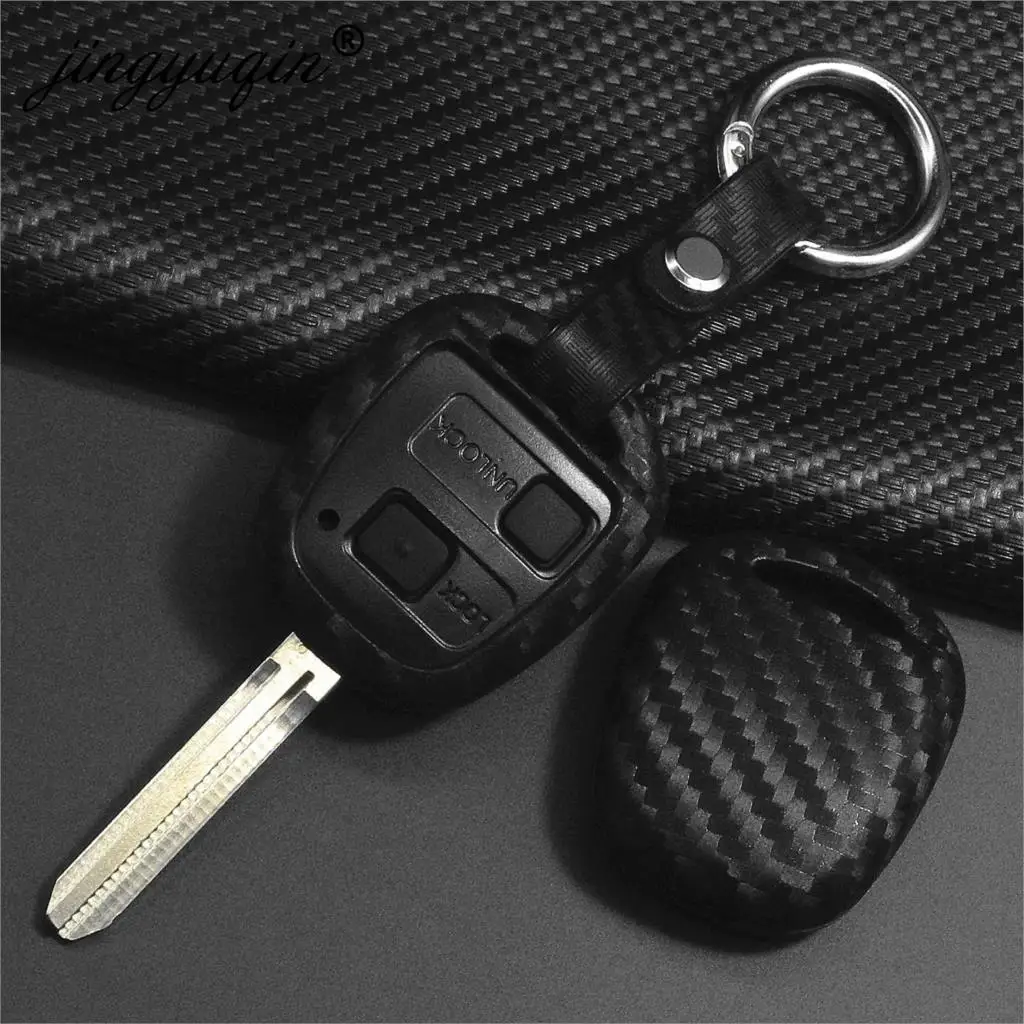 Jingyuqin карбоновый силиконовый чехол для ключей автомобиля LEXUS RX300 ES300 TOYOTA CAMRY RAV4 PRADO