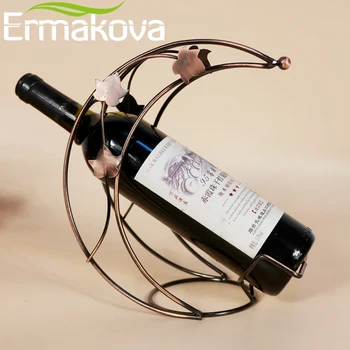 

ERMAKOVA European Vintage Wine Bottle Holder Bronzed Metal Antique Wine Rack Wine Stand Home Wine Cabinet Wedding Decor
