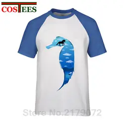 Новинки с рисунком морской конек футболка для мужчин Элегантный пейзаж Футболка Человек модная футболка футболки Элитный бренд городской