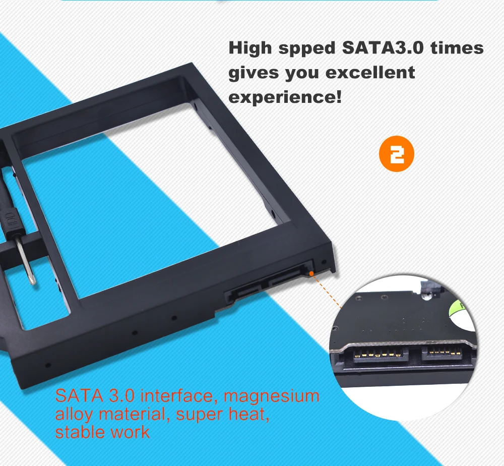 TISHRIC пластиковый чехол для ноутбука 2,5 ''SSD 2nd HDD Caddy 9,5 мм SATA 3,0 to SATA SSD жесткий диск чехол для драйвера корпус Optibay