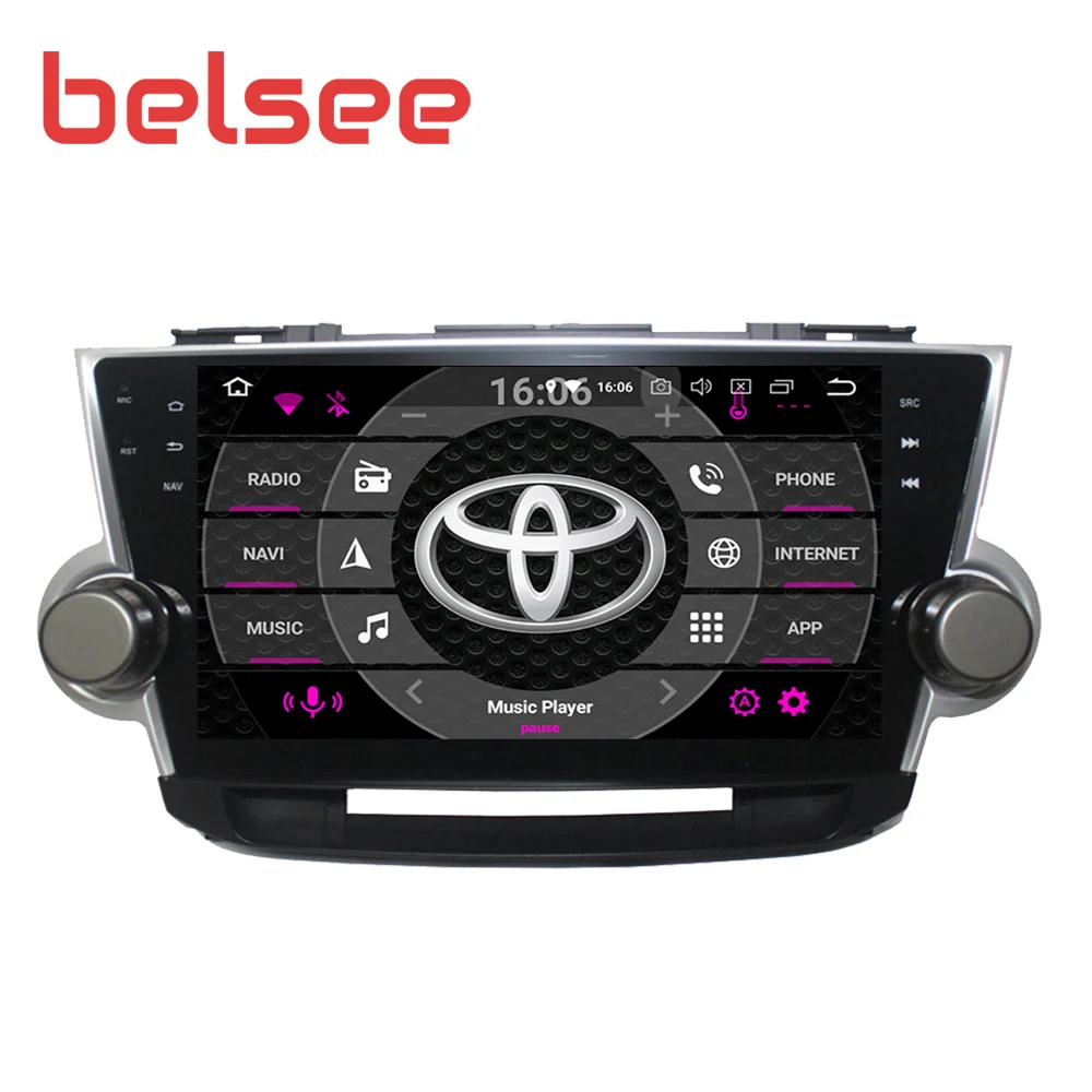 Belsee Android 9 0 для Toyota Highlander 2008-2014 10 1 &quotips Экран Wi-Fi Bluetooth стерео радио автомобильное с