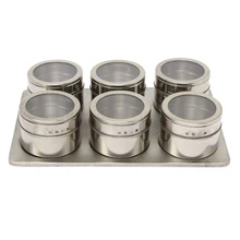 7in1 Magnetische Gewürzglas Gesetzt Rack Halter Gewürze Container Gewürze Lagerung Silber