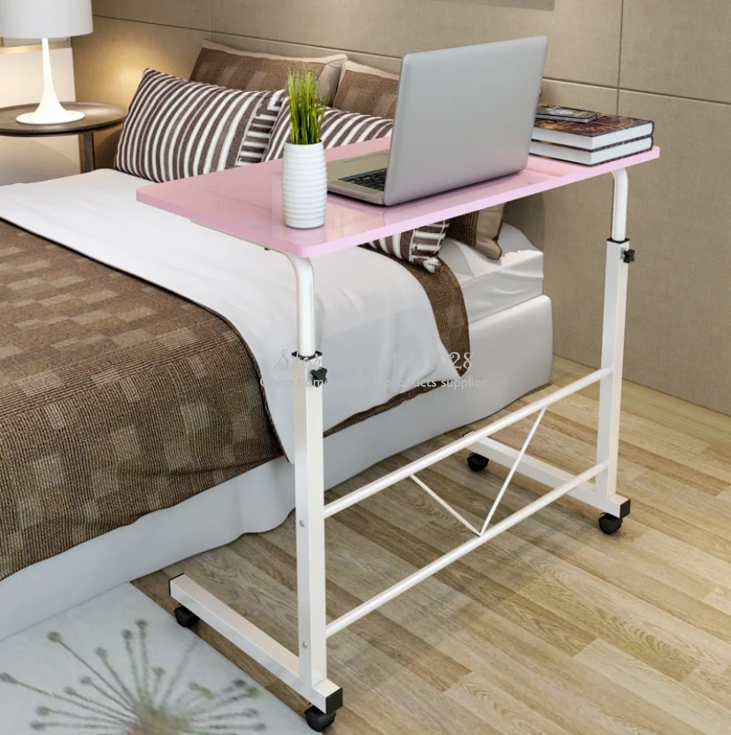 

Pink Notebook Computer Desk Bed Learning with Household Lifting Folding Mobile Bedside Table Writing Desktop Computer Desk