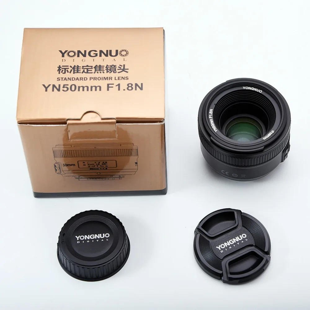 Светодиодная лампа для видеосъемки YONGNUO YN50mm F1.8 с фиксированным фокусным расстоянием большой апертурой Автофокус Объектив для Nikon D3300 D5300 D5100 D750 D7500 D7200 D7100 D5600 D5500 D90 D800 D810