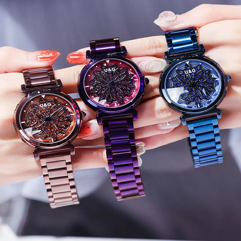 

Dropshipping Explosive Personality Trend Time Running Scale Steel Ladies Watch Female Watch Diamond Women's Watches relogio