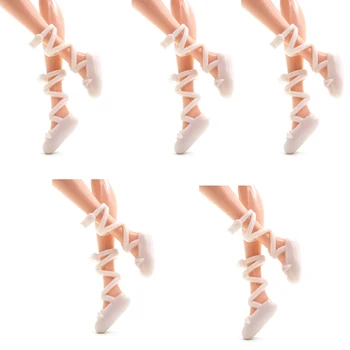 

NK 5 Pairs Doll Shoes White High Heels Fashion Ballet Sandals For Barbie Doll Accessories High Quality Baby DIY Toy 005D