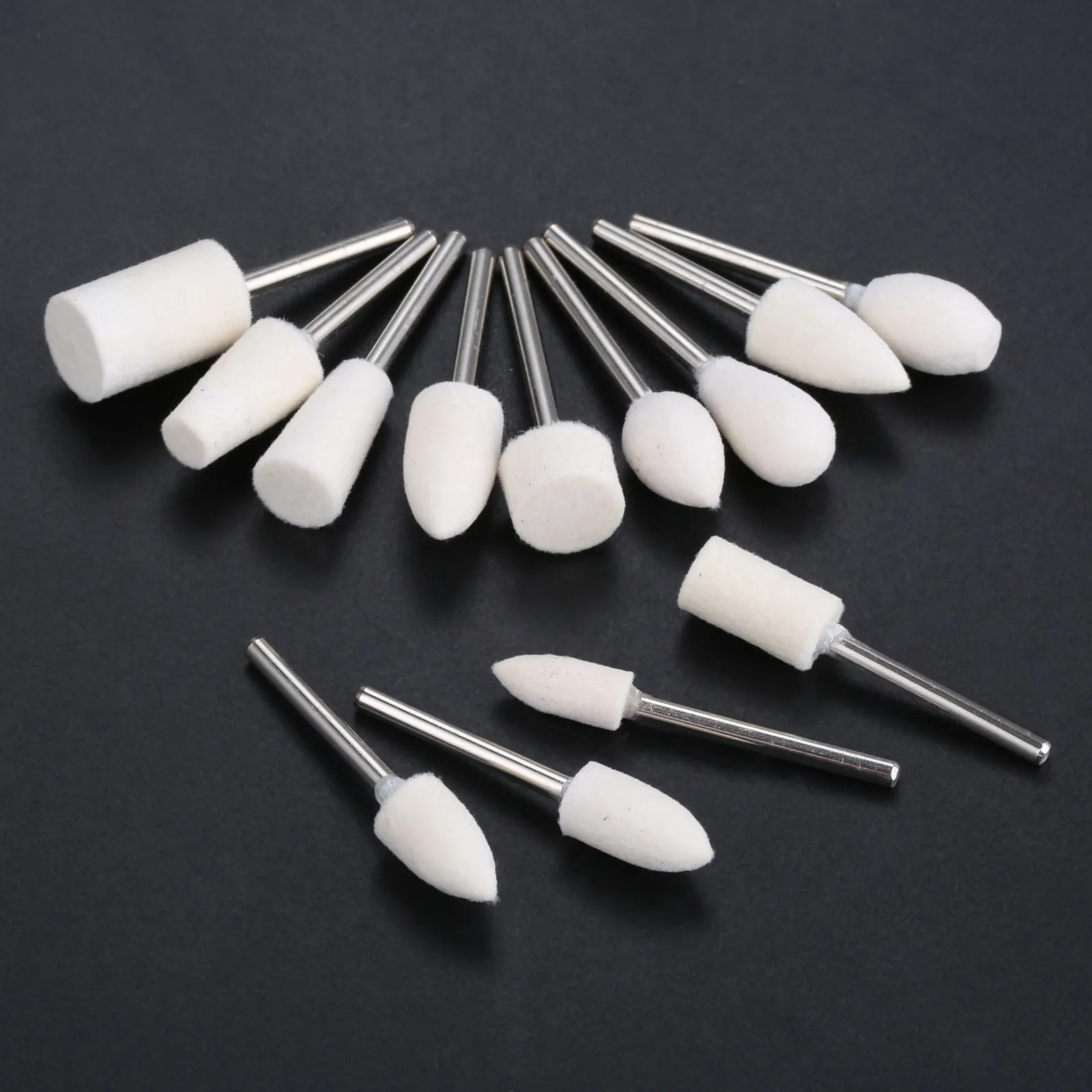 13Pcs Handle Dia.3mm Wool Grinding Head Polishing Jade Amber Beeswax Metal Mirror Electric Mill Hanging Accessories