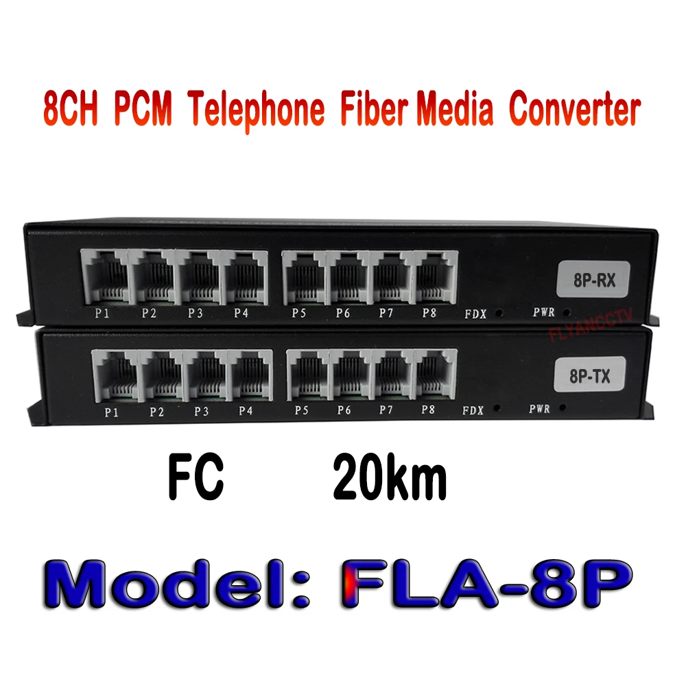 8-канальный PCM голос Волокно телефон преобразователя Оптические медиаконвертеры Конвертеры передатчик и приемник, одиночный режим 20 км
