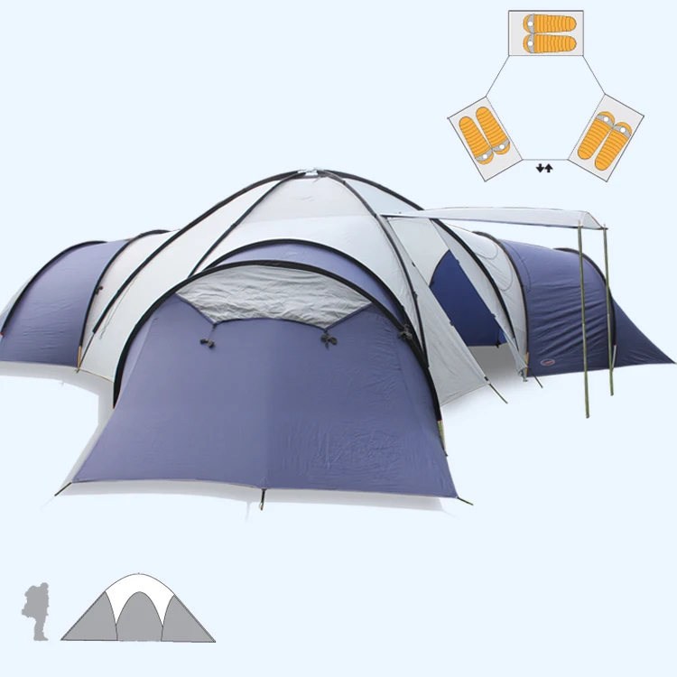 

Big Camping tent 8-10 people 3 rooms Anti-rainstorm Family Travel Tent Can be used as Awning Special offer NO inner tent and mat