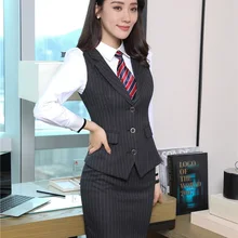 Формальные комплекты из двух предметов женские деловые костюмы с юбкой и жилетом Дамская рабочая одежда офисный униформенный стиль