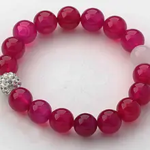 Горячие розовые серии Агаты и горный хрусталь Эластичный Браслет-камень браслет