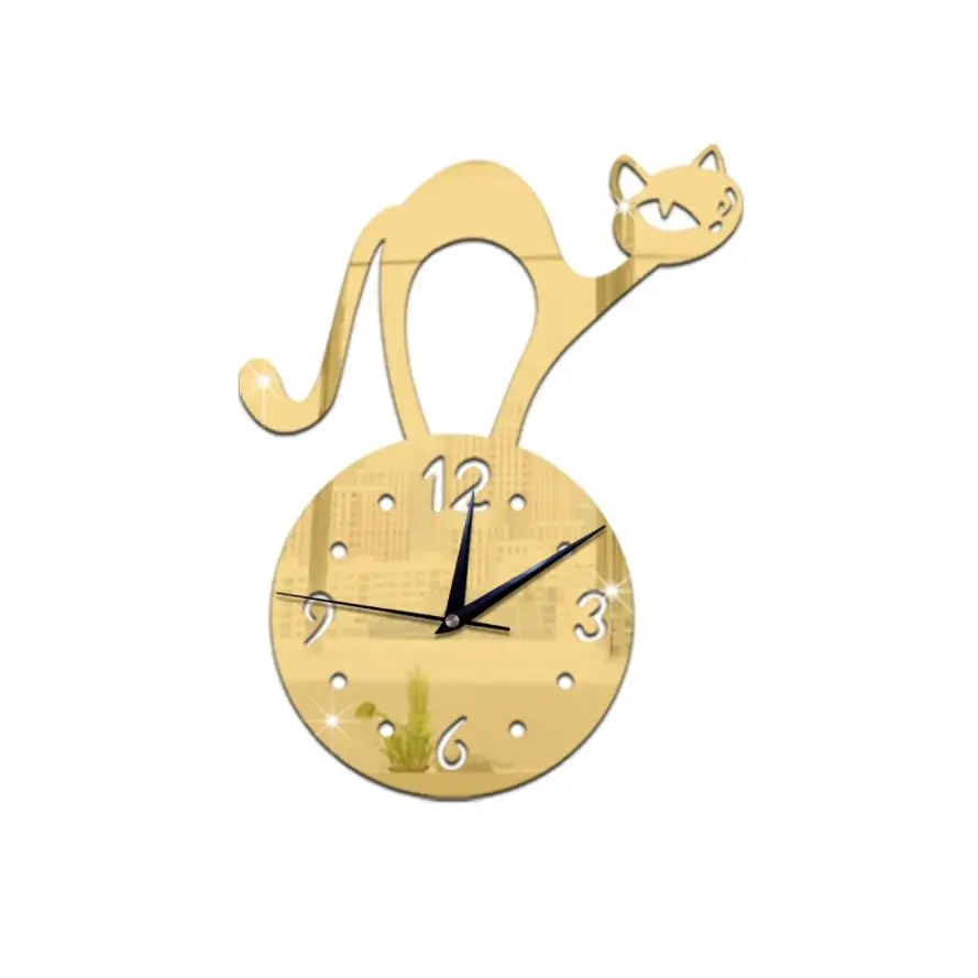 Домашний декор современные настенные часы DIY 3D зеркальная поверхность наклейка