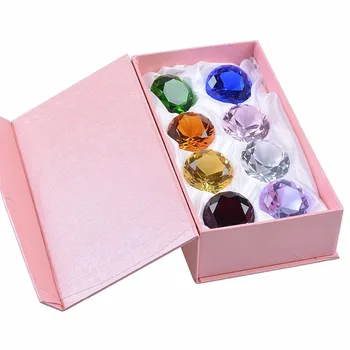 

SHIPPING FROM USA 8pcs 50mm Crystal Diamond Paperweight Birthstone Table Decorations Mother's Day Gift With Gift Box