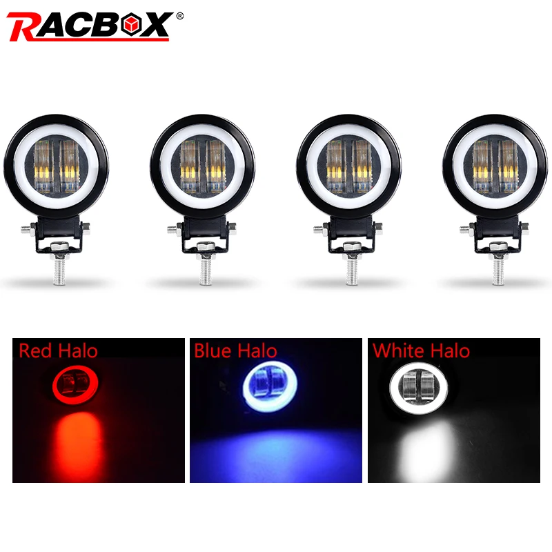 

4 7D 3Inch Lens LED Work Light lamp Round Spotlights for Offroad UAZ 4X4 Truck Driving Boat Motorcycle ATV 12V 24V Car styling