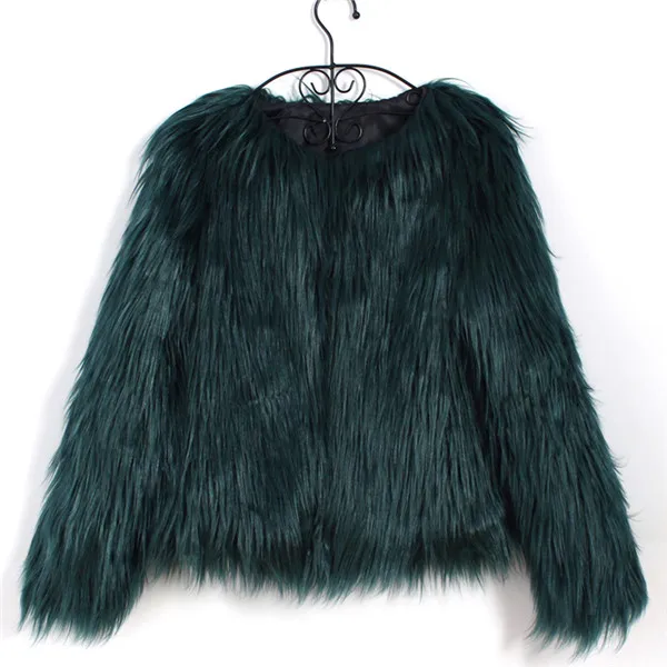 Элегантное меховое пальто, женское пушистое теплое пальто с длинным рукавом, женская верхняя одежда, осенне-зимнее пальто, куртка, меховое пальто - Цвет: Dark Green