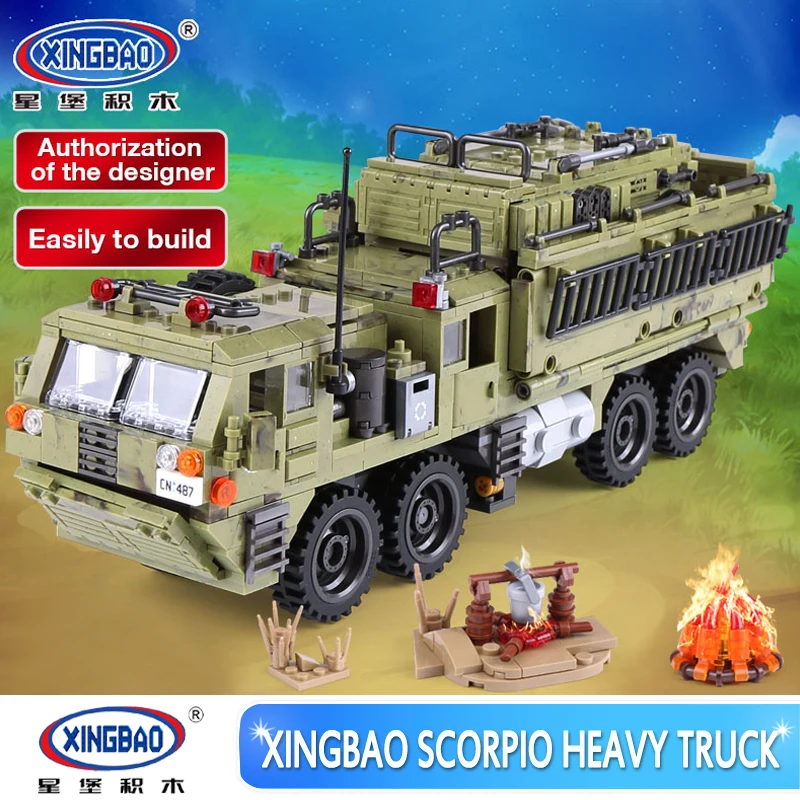 

XINGBAO 06014 Military Series 1377PCS The Scorpion Heavy Truck Set Educational Building Blocks Bricks Toys for Boy Birthday Gift