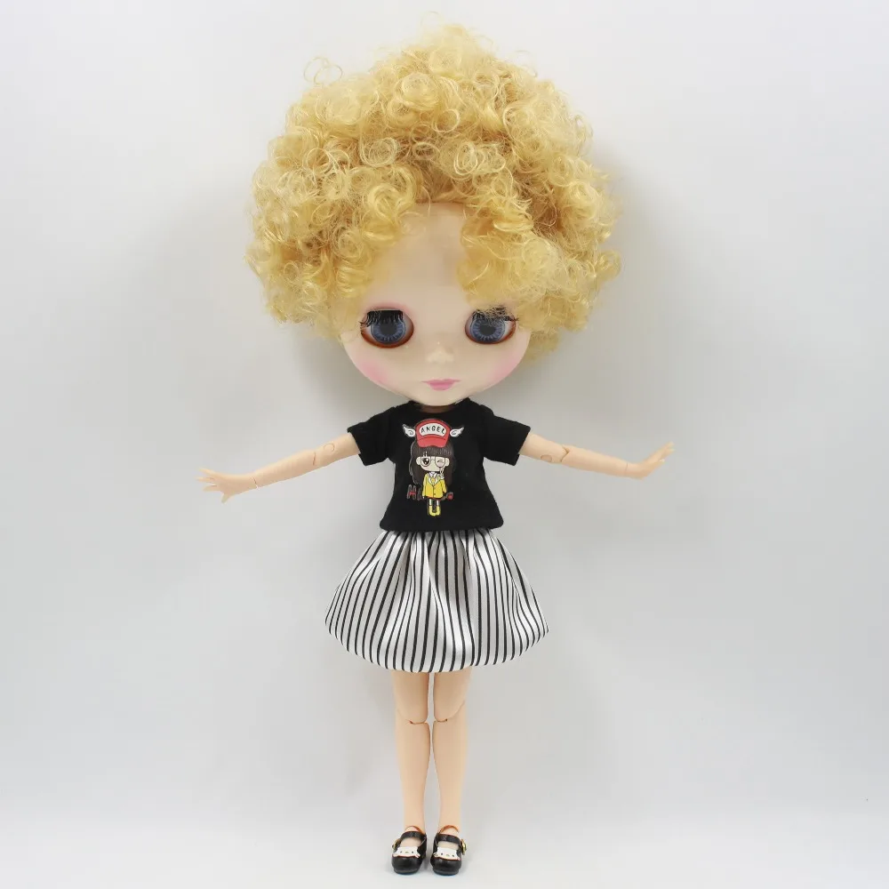 Blyth кукла icy licca joint body черная рубашка satripe bubble юбка игрушка