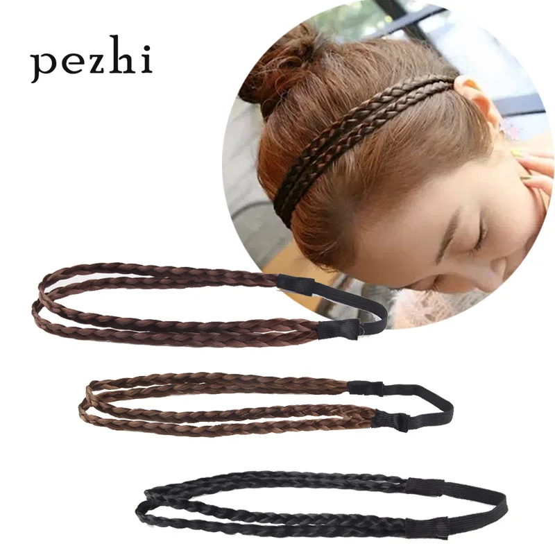 European and American fashion hair accessories personality double elastic twist braided wig braid headband hairband fashion european american floral cross hair band temperament printed knotted headband wide edge wash face hair accessories