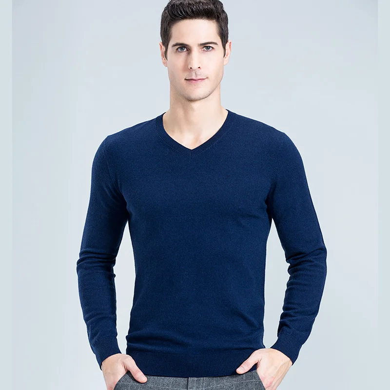 GREVOL High Quality Wool Sweaters New Men Winter Warm V Neck Wool ...