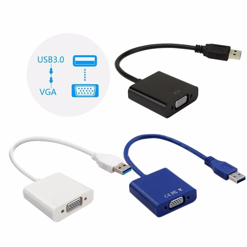 

USB 3.0 Male to VGA Female Video Adapter Converter Connects For HDTV Projector 20PCS