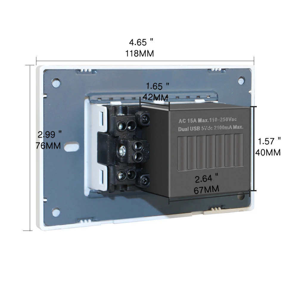 Стандарт США двойная USB настенная розетка, двойная 2.1A универсальная розетка порт адаптер питания розетки, устойчивая к трамбовкам дуплексная розетка