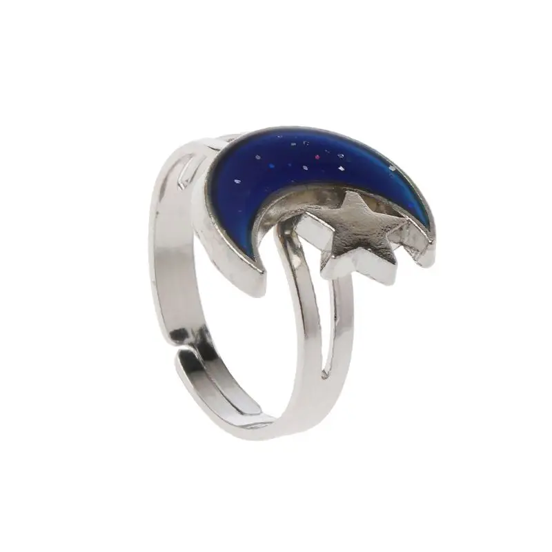 

Moon Star Shape Color Change Mood Ring Emotion Feeling Temperature Rings Women