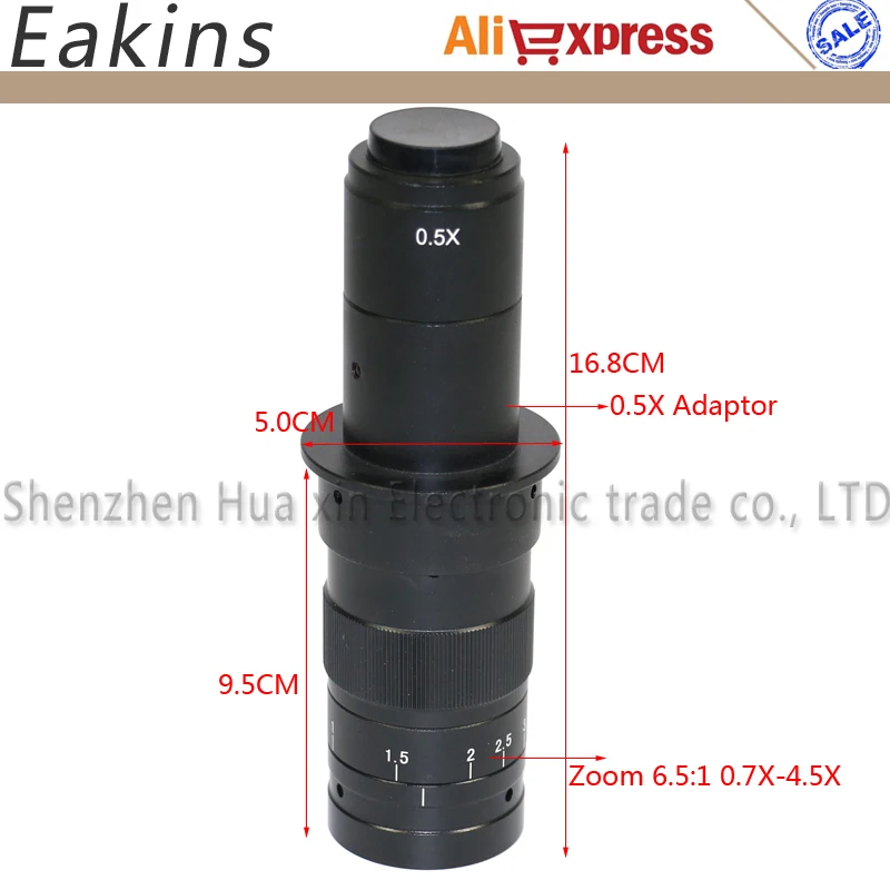 Регулируемый 10X-180X увеличение зум C-mount объектив+ 2.0X Barlow Вспомогательный объектив для промышленности микроскоп камеры окуляр