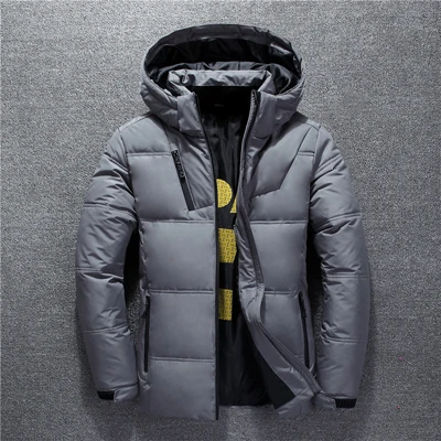 VROKINO New In Thick Winter Warm Down Jacket Men's Casual High Quality White Duck Down Jacket Men's Parker Coat M-3XL - Цвет: light grey