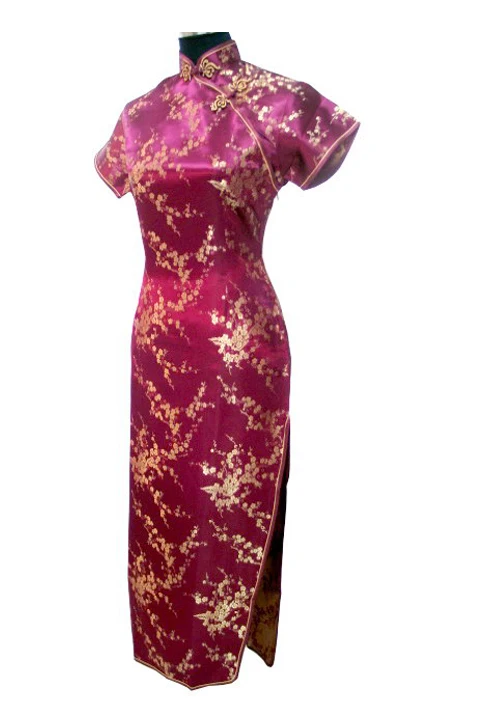 Темносиний китайская традиционная Для женщин длинное платье Qipao Cheongsam платье Vestir Falda Размеры размеры S M L XL XXL, XXXL 020408