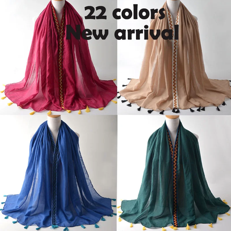 

Scarves 2017 plain cotton hijab,cotton viscose scarf,shawls wraps,Muslim muffler,bohemian,women cape,muslim hijab,tassel scarf