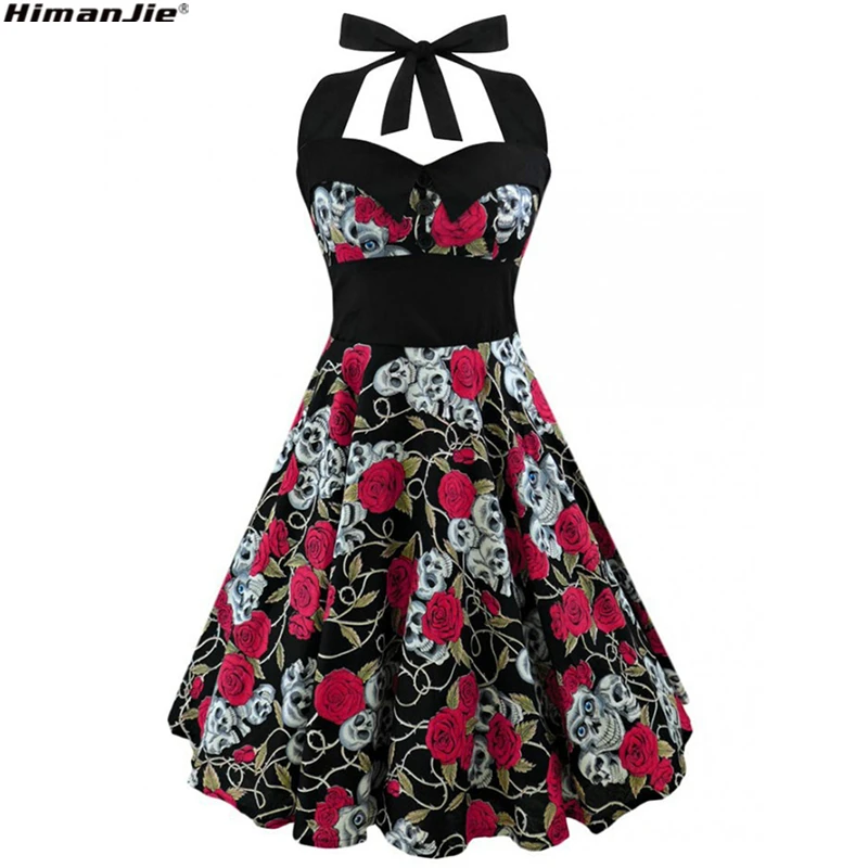 HimanJie Retro font b Vintage b font Style Sleeveless 3D Skull Floral Printed 2017 Summer Women