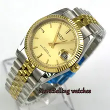 Casual 36mm Parnis rose golden dial womens watches military army sapphire glass steel case miyota Automatic Women’s Watch