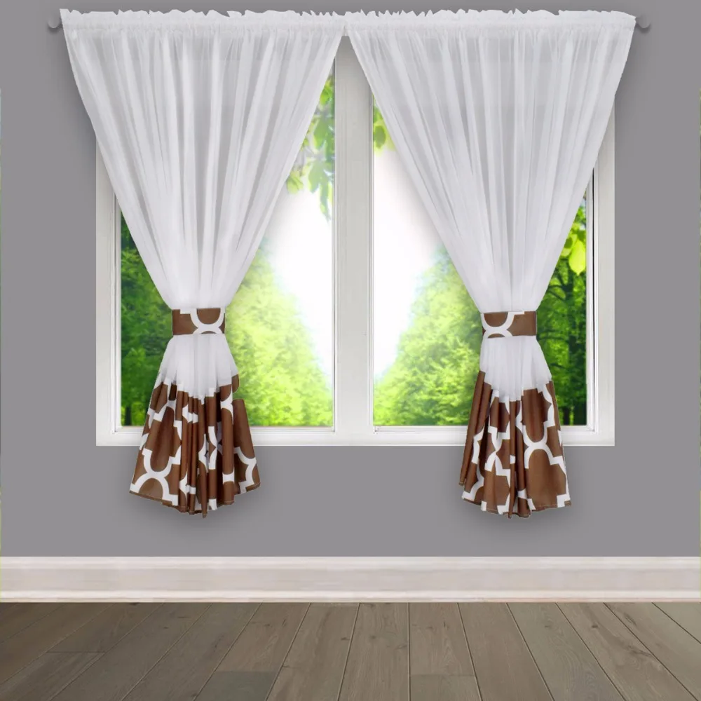 

Tulle Fabric Voile with Printed Chinese Enkianthus Heavy Fabric Curtain with Same Printed design Bandage for Big Window