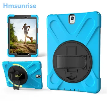 

Case For Samsung Tab S3 9.7 T820 T825 Kids Safe Shockproof Heavy Duty Silicone Hard Cover kickstand with Wrist strap for SM-T820