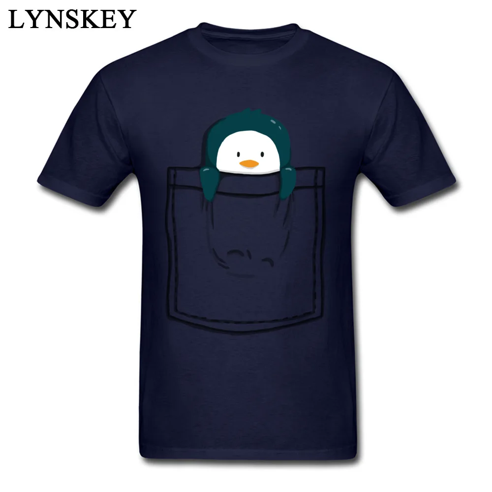 Faddish Male T-shirts O Neck Summer/Fall Short Sleeve Cotton Fabric Tops Tees Pocket Penguin Simple Style Sweatshirts Pocket Penguin navy