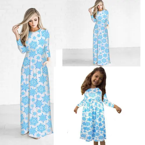

Mother and Daughter Casual Boho Stripe Maxi Mommy&Me Matching Set Outfits Dress