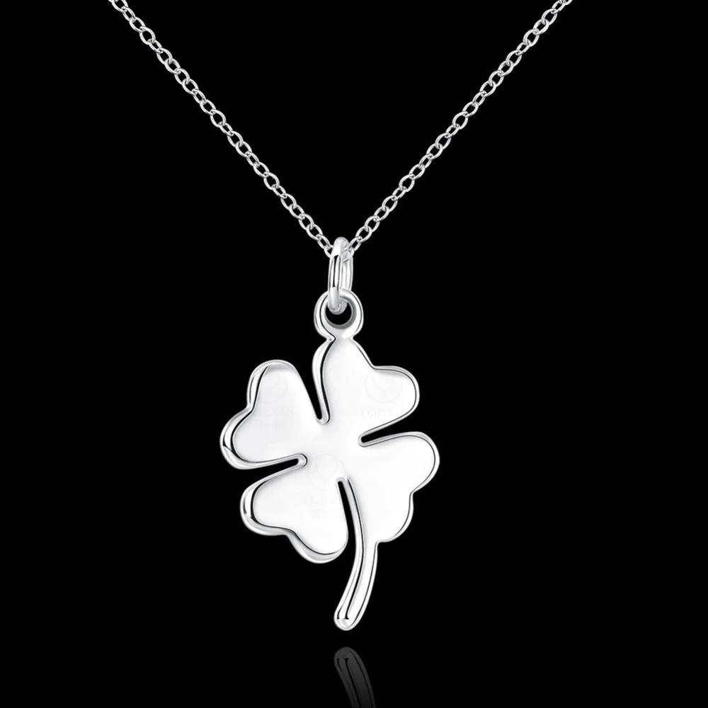 Pure silver 925 necklace jewelry fashion accessories manufacturer source four-leaf grass necklace pendant European and American Fine Jewelry