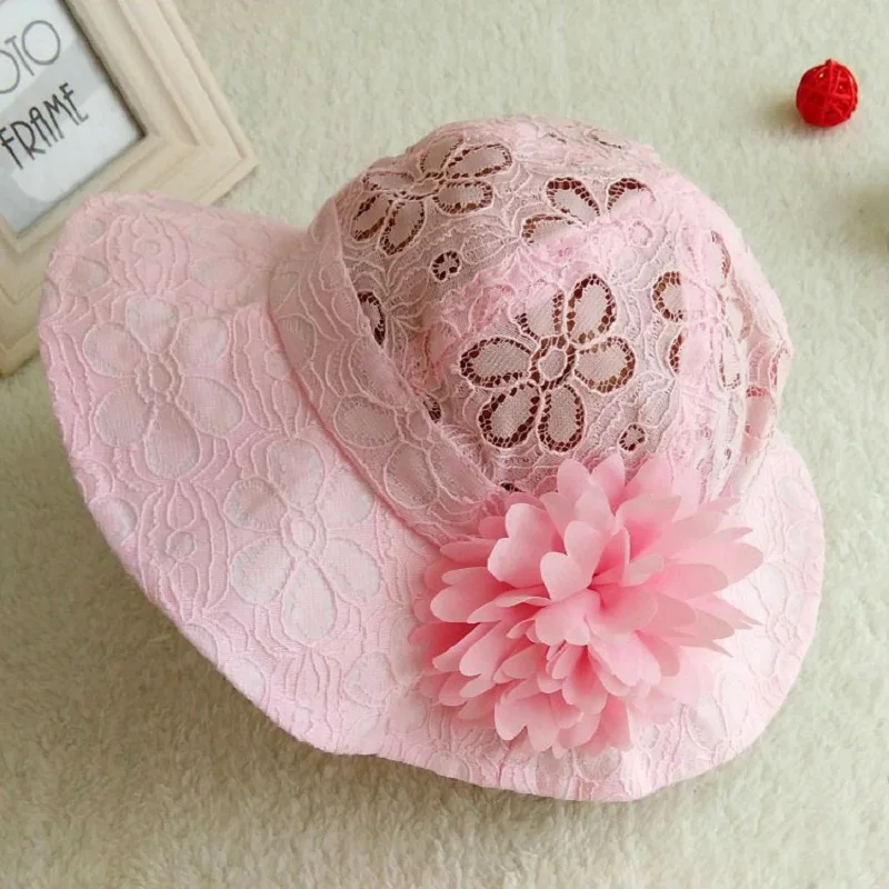 

2017 Baby Hat Lace Hollow Baby Girl Princess Sun Hat Girls Flower Sun Cap Spring Summer Children's Hats Caps