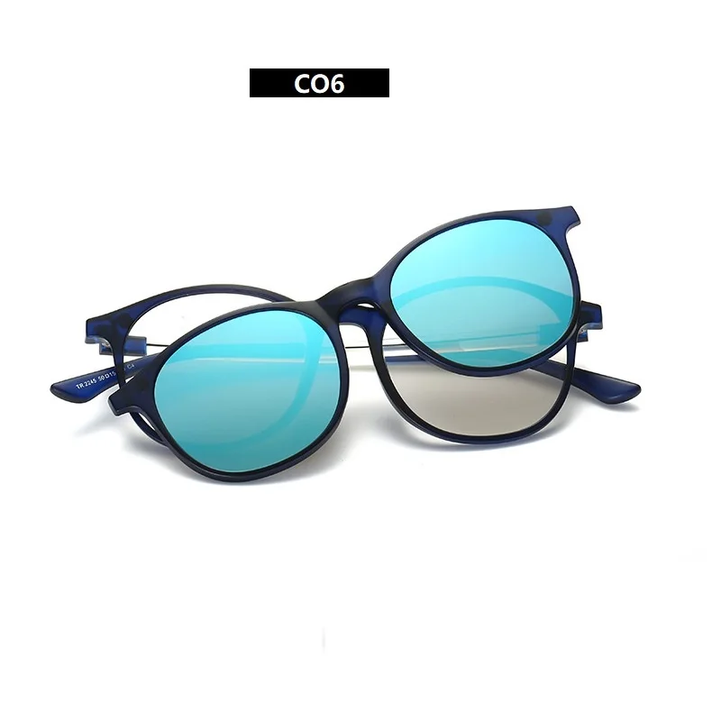 Женские очки в оправе с клипсой, солнцезащитные очки, поляризованные линзы, Оптические солнцезащитные очки в оправе TR90, мужские очки с магнитным зажимом - Цвет оправы: CO6