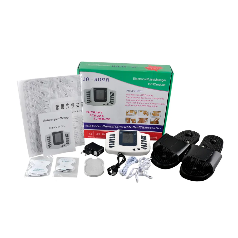 

JR309 Health Care Electrical Muscle Stimulator Massage Tens Acupuncture Therapy Machine Slimming Body Massager with pads