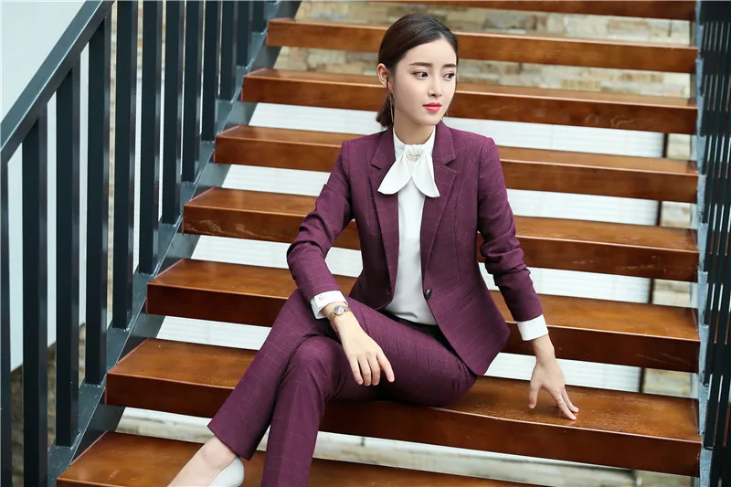 IZICFLY Women Pants Suits with Blazer Jacket Elegant Slim Business Ensemble Femme 2 Pieces Pantalon Veste Tailleur Office Wear