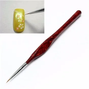 WUF 1 PC Professional Nails Pen Wood Handle Sable Nail Brushes Styling Tools Drawing Painting Brush Pen For Nails 09
