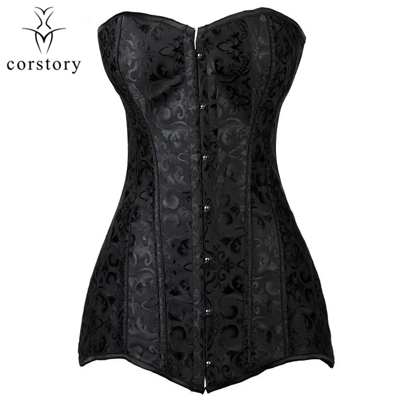 Корсет Corstory черный жаккардовый длинный со стальными костями|overbust corset|corsets and