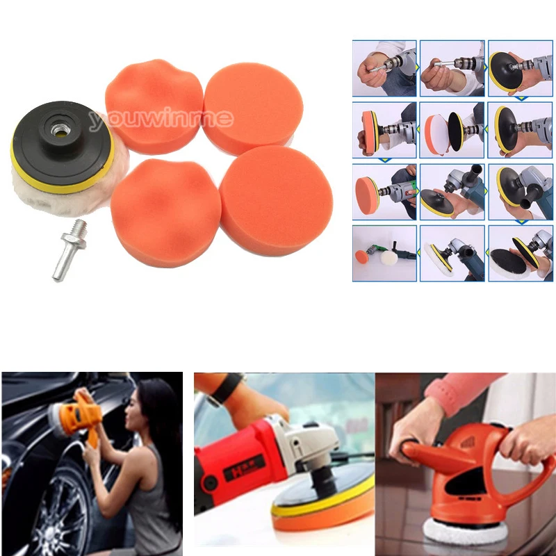 Polegada Polimento Sponge Pad Kit 7 Pçs - Set 5 Car 2 Esponja p encerar
